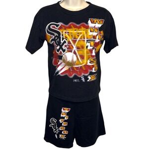 Bull Frog Chicago White Sox Set Mens XS/S Vintage 1995 MLB T-Shirt Shorts Black